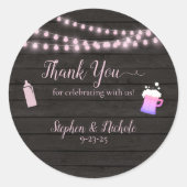 Baby Braut Pink Baby Dusche Danke Runder Aufkleber (Vorderseite)