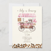 Baby braut Pink Coffee Cart Girl Baby Dusche Einladung (Vorderseite)