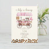 Baby braut Pink Coffee Cart Girl Baby Dusche Einladung (Stehend Vorderseite)