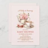 Baby braut Pink Floral Baby Girl Einladung (Vorne/Hinten)