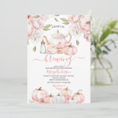 Baby braut Pink Floral Tee Party Babydusche Einladung (Stehend Vorderseite)