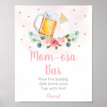 Baby braut Pink Gold Floral Mimosa Bar Sign