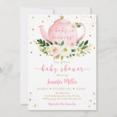 Baby braut Pink Gold Tea Baby Dusche Einladung (Vorderseite)