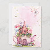 Baby braut pinkfarbene goldene Teeblätterdusche Einladung (Rückseite)