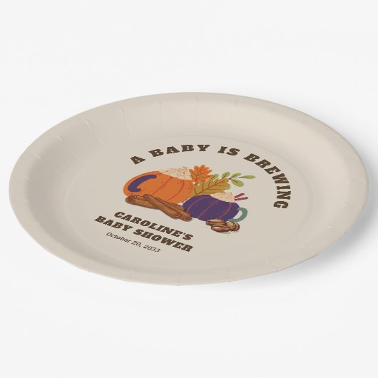 Baby Braut Pumpkin Coffee Fall Baby Dusche Pappteller (Schrägansicht)