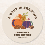 Baby Braut Pumpkin Coffee Fall Baby Dusche Runder Pappuntersetzer (Vorderseite)
