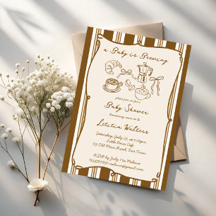 Baby braut retro gestreifte Kaffee-Baby-Party Einladung