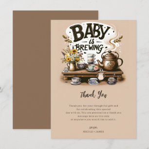 Baby braut rustikale Teekanne Pfirsich Danke Einladung