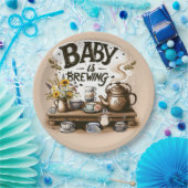 Baby braut rustikales Tee Kettle Peach Dusche Pappteller (Party)