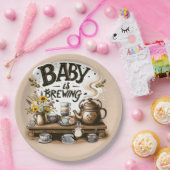 Baby braut rustikales Tee Kettle Peach Dusche Pappteller (Party)