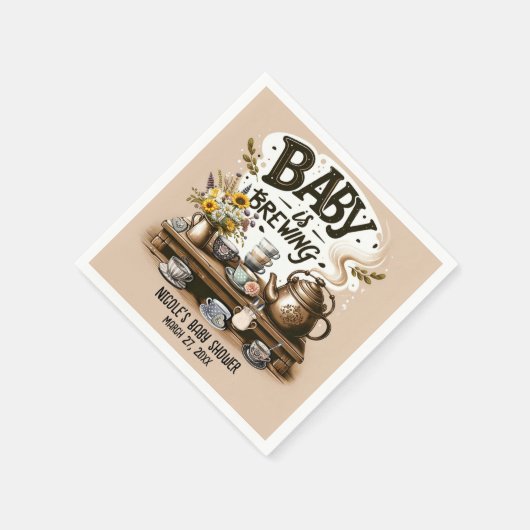 Baby braut rustikales Tee Kettle Peach Dusche Serviette (Ecke)