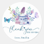 Baby Braut Tee Party Babydusche Danke Runder Aufkleber (Vorderseite)