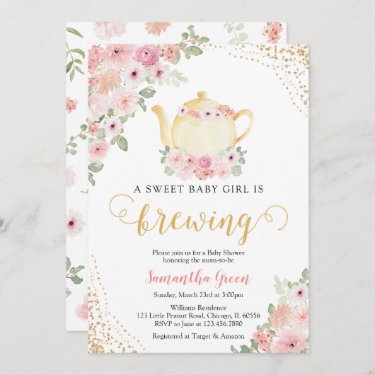 Baby Braut Tee Party Dusche Einladung (Vorne/Hinten)