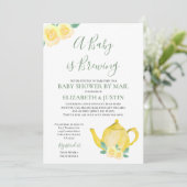 Baby Braut Yellow Teapot Baby Shooter by Mail Einladung (Stehend Vorderseite)