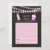 Baby Breaking Pink Guess The Baby Food Dusche Game Einladung (Vorderseite)