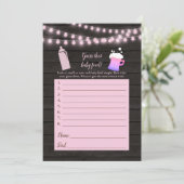 Baby Breaking Pink Guess The Baby Food Dusche Game Einladung (Stehend Vorderseite)