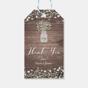 Baby-Breath-Blumen Rustikale Holz-Hochzeitsbraut Geschenkanhänger