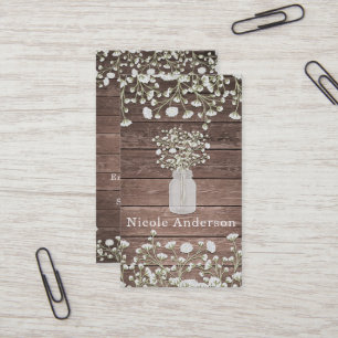 Baby-Breath-Blumen Rustikales Holz Land Chic Visitenkarte