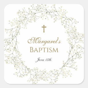 Baby Breath Taufe Kommunion Quadratischer Aufkleber