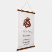 Baby Brechen Coffee Baby Dusche Begrüßungszeichen Wandteppich Mit Holzrahmen (Gewinkelt)