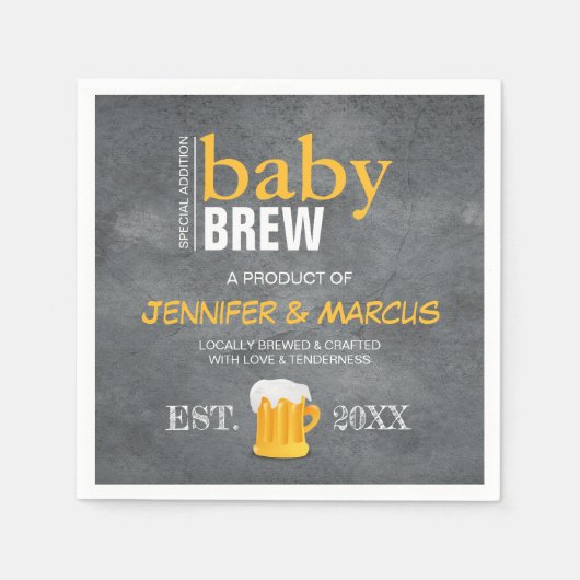 Baby Brew Beer Bottle Baby Dusche Napkins Serviette (Vorderseite)