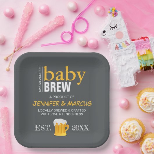 Baby Brew Couple's Beer Baby Shower Pappteller (Party)
