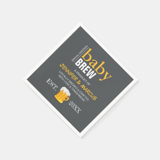 Baby Brew Couple's Beer Baby Shower Serviette (Ecke)