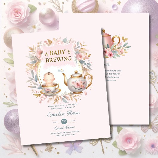 Baby Brewing Baby Shower Ankündigung Tee Party