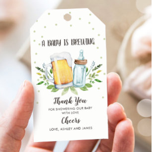 Baby Brewing Baby Shower Danke Tag Greenery Geschenkanhänger