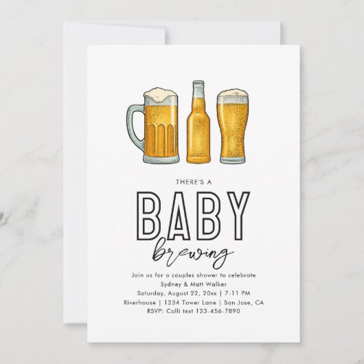 Baby Brewing Baby Shower Einladung (Vorderseite)