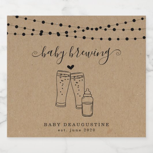 Baby Brewing Beer Couple's Baby Shower Bierflaschenetikett (Einzelnes Label)