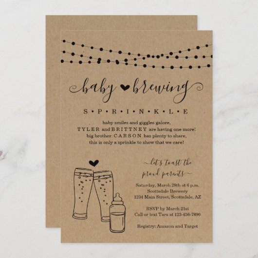 Baby Brewing Beer Sprinkle Einladung (Vorne/Hinten)