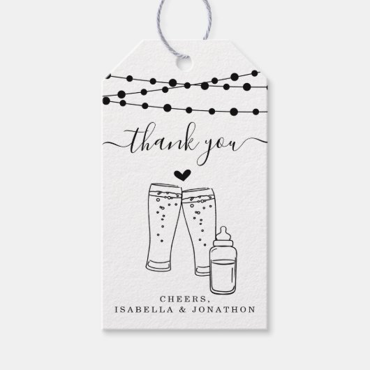 Baby Brewing Beer Toast Danke - Rustic Kraft Geschenkanhänger (Vorderseite)