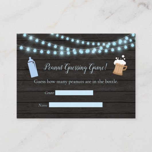 Baby Brewing Blue Guessing Game Baby Dusche Begleitkarte (Vorderseite)