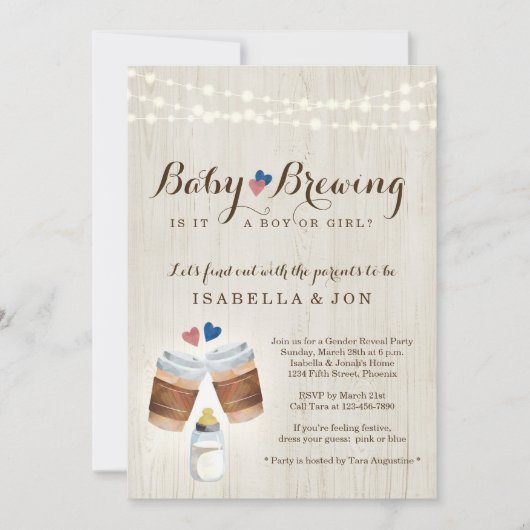 Baby Brewing Coffee or Tea Gender Reveal Party Inv Einladung (Vorderseite)