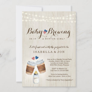 Baby Brewing Coffee or Tea Gender Reveal Party Inv Einladung
