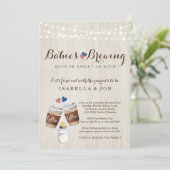Baby Brewing Coffee Twins Gender Reveal Party Einladung (Stehend Vorderseite)