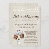 Baby Brewing Coffee Twins Gender Reveal Party Einladung (Vorne/Hinten)