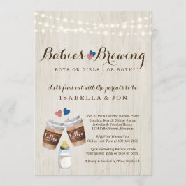 Baby Brewing Coffee Twins Gender Reveal Party Einladung