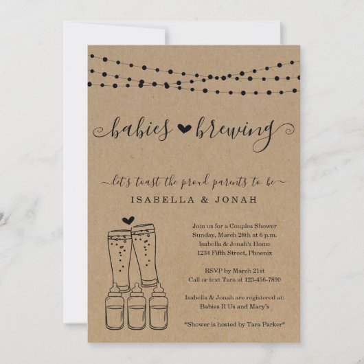 Baby Brewing Couple's Triplets Baby Shower Einladung (Vorderseite)