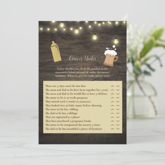 Baby Brewing Gold über oder unter Baby Dusche Einladung (Stehend Vorderseite)