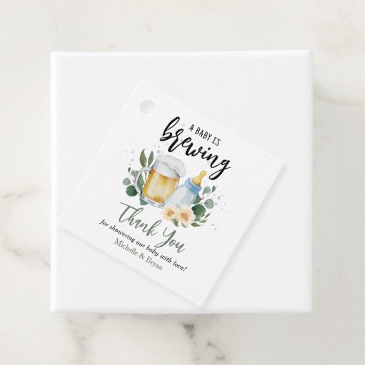 Baby Brewing Greenery Baby Dusche Vielen Dank Geschenkanhänger (Beispiel)