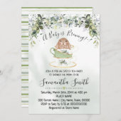 Baby Brewing Greenery Osterteedusche einladen Feiertagskarte (Vorne/Hinten)