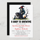 Baby Brewing Hexe Black Cat Halloween Kinderdusche Einladung (Vorne/Hinten)