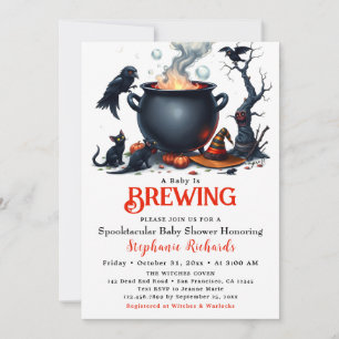 Baby Brewing Hexe Cauldron Halloween Babydusche Einladung