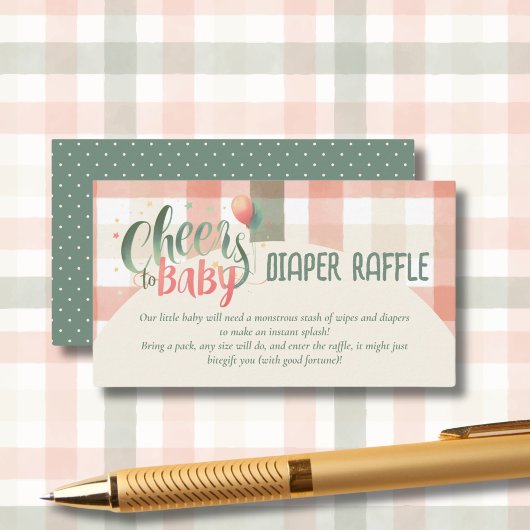Baby Brewing Sage Peach Gingham Details Cards Begleitkarte