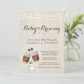 Baby Brewing Tea Party Kinderdusche Einladung (Stehend Vorderseite)