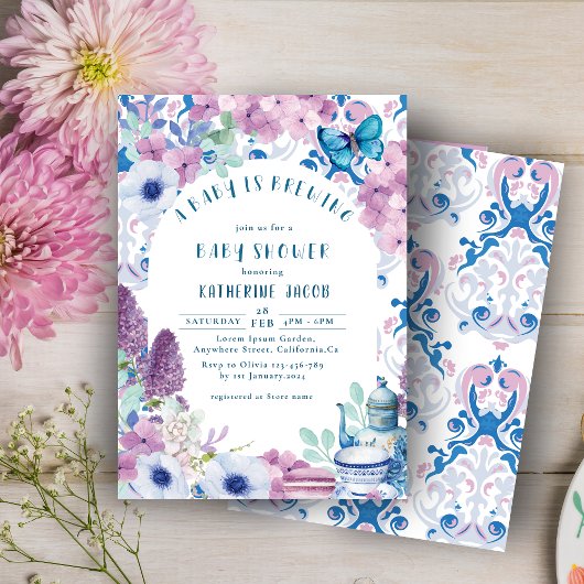 Baby Brewing Tee Party Babydusche Einladung