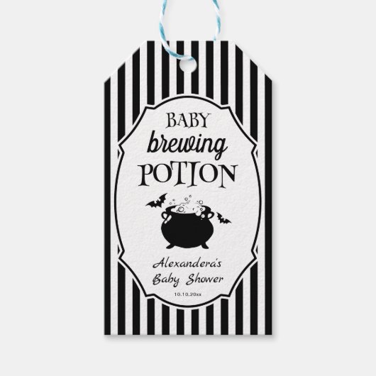 Baby Brewing Tränke Halloween Baby Shower Gefallen Geschenkanhänger (Vorderseite)