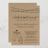 Baby Brewing Twins Couple's Gender Reveal Party Einladung (Vorne/Hinten)